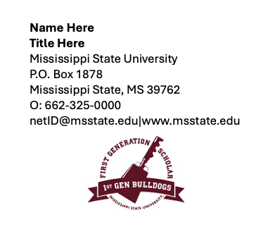 Email signature with black